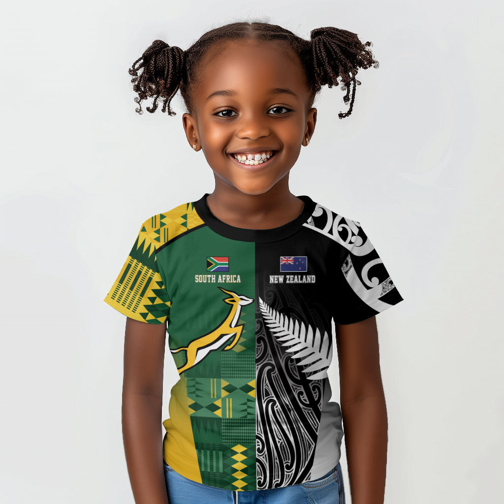 Custom Rugby South Africa New Zealand Greatest Rivals Kid T shirt Tribal Motifs