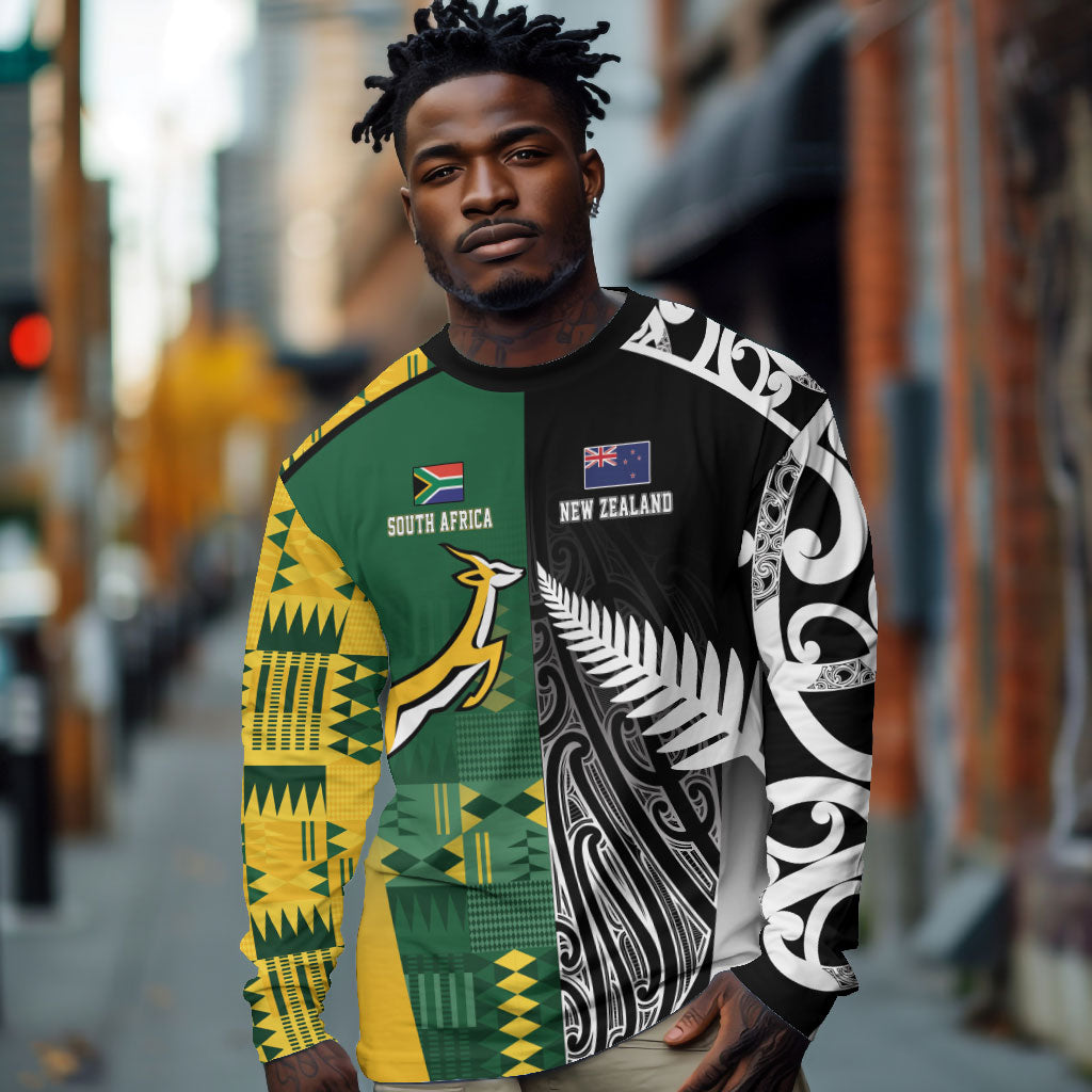 Custom Rugby South Africa New Zealand Greatest Rivals Long Sleeve Shirt Tribal Motifs