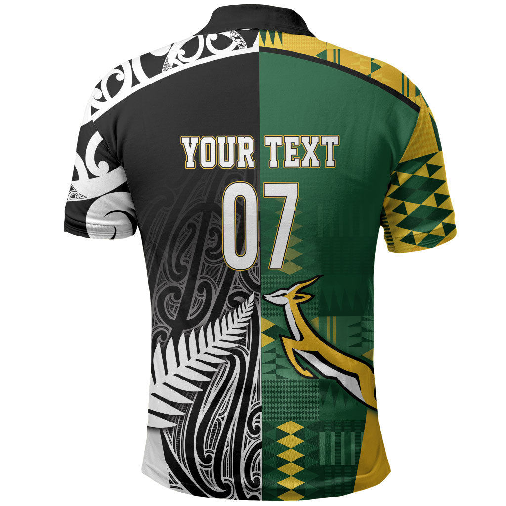 Custom Rugby South Africa New Zealand Greatest Rivals Polo Shirt Tribal Motifs