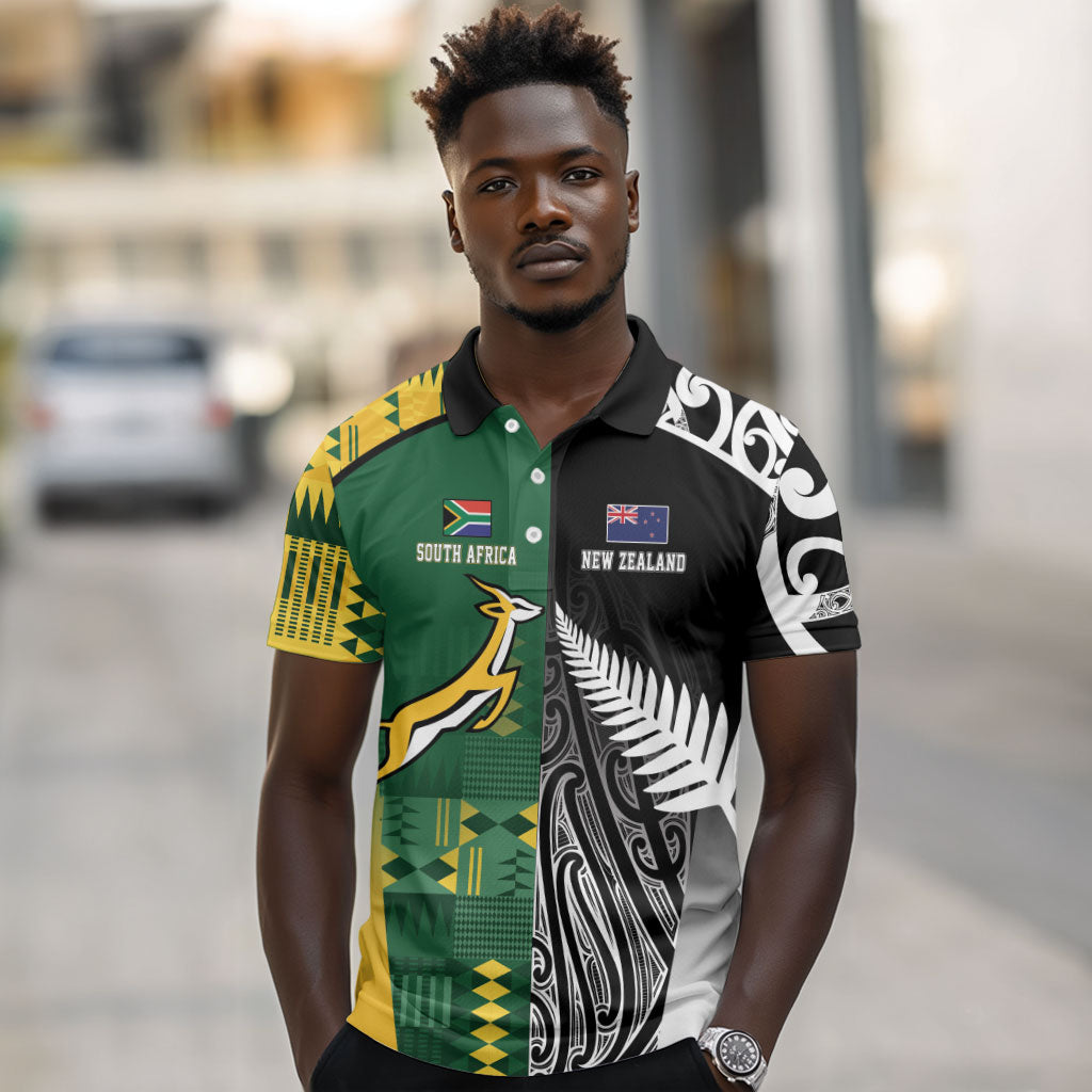 Custom Rugby South Africa New Zealand Greatest Rivals Polo Shirt Tribal Motifs