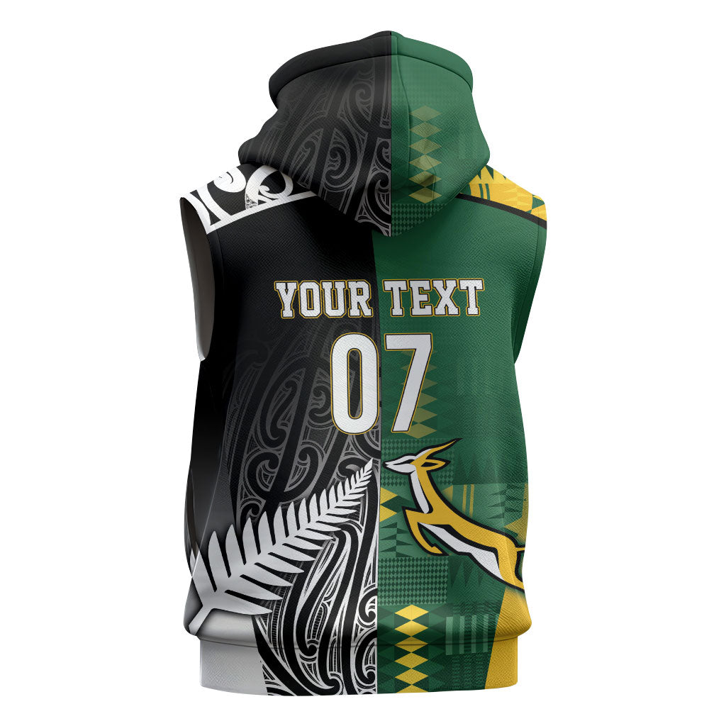 Custom Rugby South Africa New Zealand Greatest Rivals Sleeveless Zip Hoodie Tribal Motifs