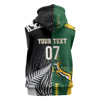 Custom Rugby South Africa New Zealand Greatest Rivals Sleeveless Zip Hoodie Tribal Motifs