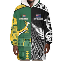 Custom Rugby South Africa New Zealand Greatest Rivals Wearable Blanket Hoodie Tribal Motifs