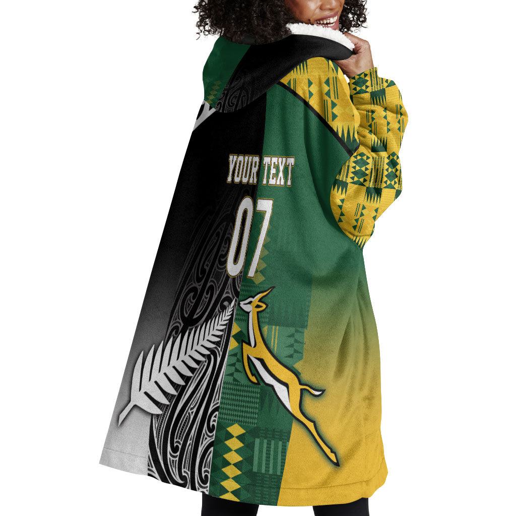 Custom Rugby South Africa New Zealand Greatest Rivals Wearable Blanket Hoodie Tribal Motifs