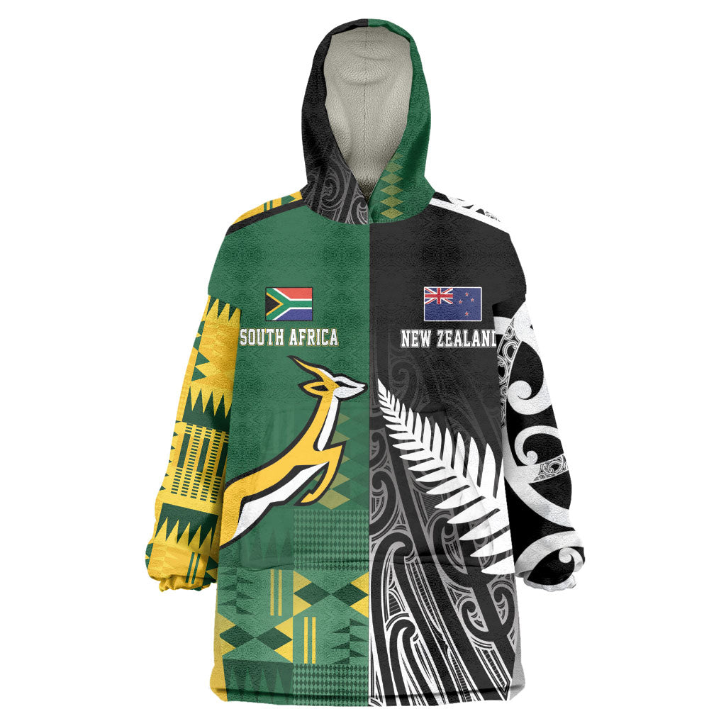 Custom Rugby South Africa New Zealand Greatest Rivals Wearable Blanket Hoodie Tribal Motifs