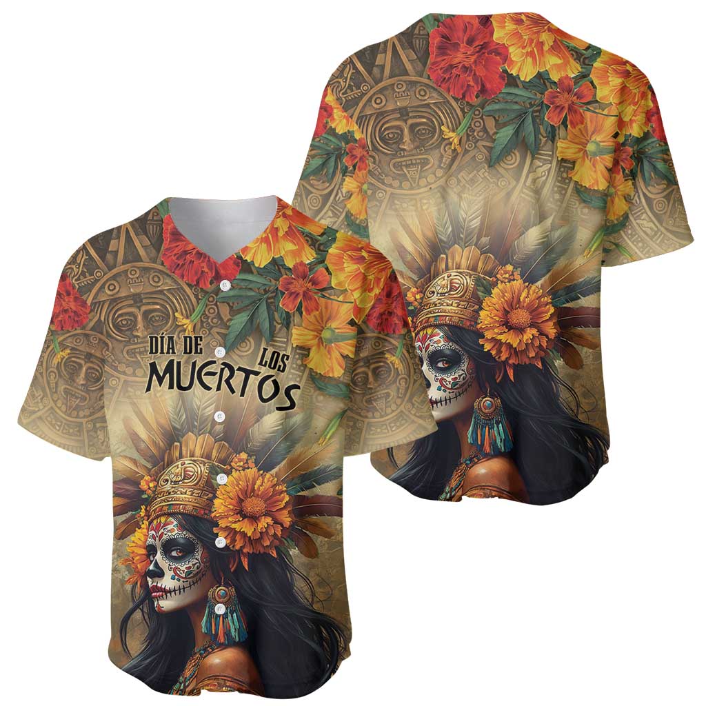 Dia de Los Muertos Mexico Baseball Jersey Aztec Goddess Mictecacihuatl LT7 - Wonder Print Shop