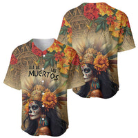 Dia de Los Muertos Mexico Baseball Jersey Aztec Goddess Mictecacihuatl LT7 - Wonder Print Shop
