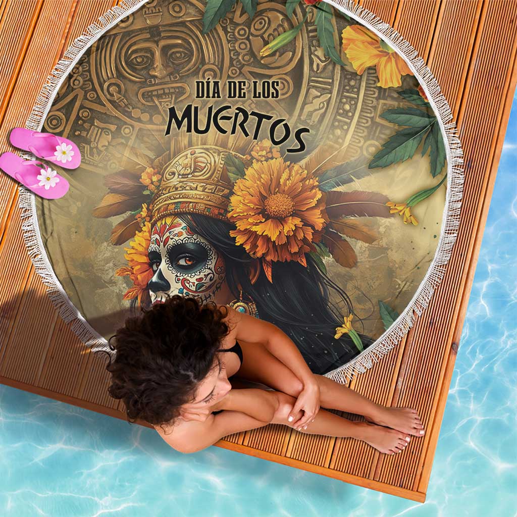 Dia de Los Muertos Mexico Beach Blanket Aztec Goddess Mictecacihuatl LT7 - Wonder Print Shop