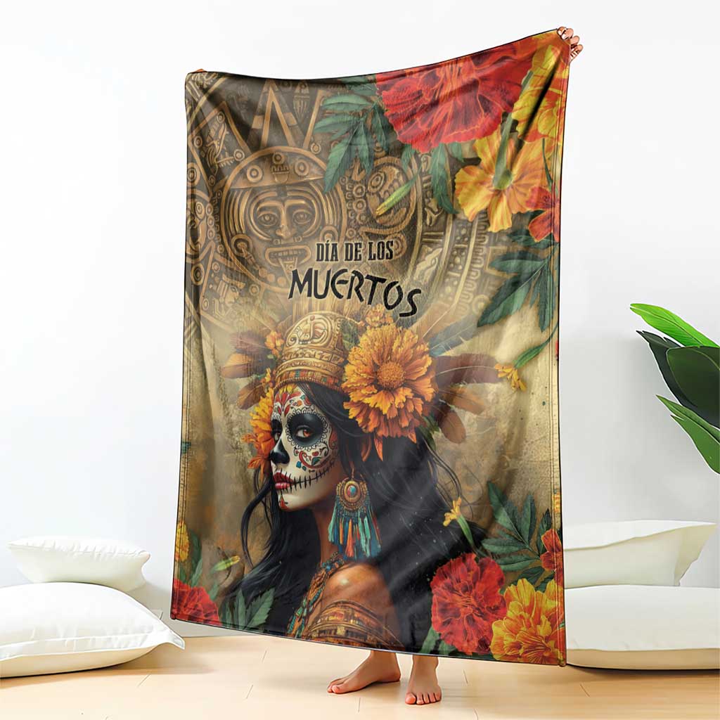 Dia de Los Muertos Mexico Blanket Aztec Goddess Mictecacihuatl