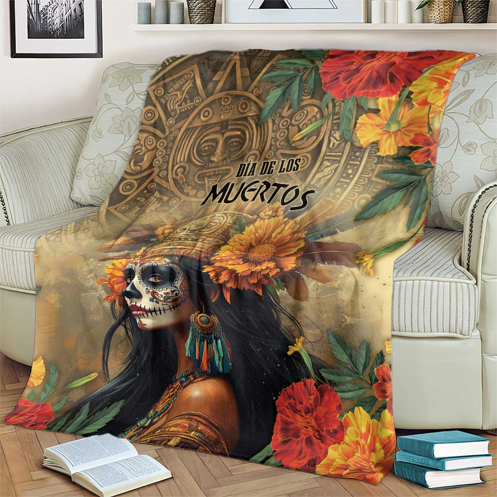 Dia de Los Muertos Mexico Blanket Aztec Goddess Mictecacihuatl