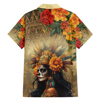 Dia de Los Muertos Mexico Family Matching Long Sleeve Bodycon Dress and Hawaiian Shirt Aztec Goddess Mictecacihuatl LT7 - Wonder Print Shop