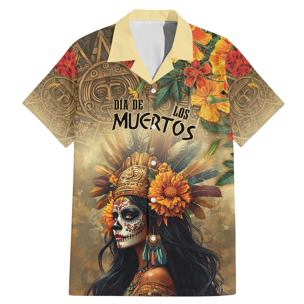 Dia de Los Muertos Mexico Family Matching Mermaid Dress and Hawaiian Shirt Aztec Goddess Mictecacihuatl LT7 - Wonder Print Shop