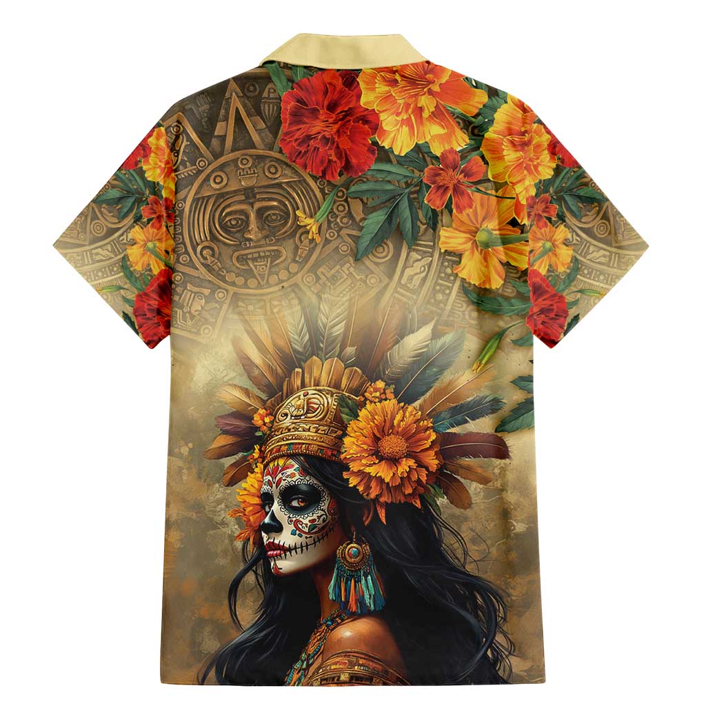 Dia de Los Muertos Mexico Family Matching Mermaid Dress and Hawaiian Shirt Aztec Goddess Mictecacihuatl LT7 - Wonder Print Shop