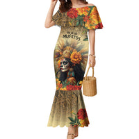 Dia de Los Muertos Mexico Family Matching Mermaid Dress and Hawaiian Shirt Aztec Goddess Mictecacihuatl LT7 - Wonder Print Shop