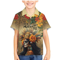 Dia de Los Muertos Mexico Family Matching Mermaid Dress and Hawaiian Shirt Aztec Goddess Mictecacihuatl LT7 - Wonder Print Shop