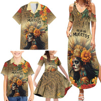 Dia de Los Muertos Mexico Family Matching Summer Maxi Dress and Hawaiian Shirt Aztec Goddess Mictecacihuatl - Wonder Print Shop