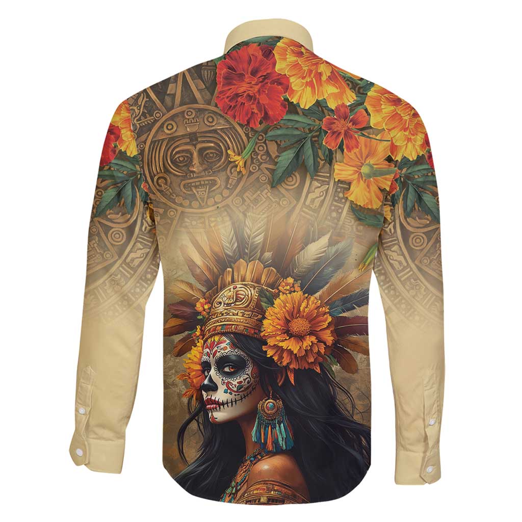 Dia de Los Muertos Mexico Family Matching Summer Maxi Dress and Hawaiian Shirt Aztec Goddess Mictecacihuatl - Wonder Print Shop