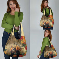 Dia de Los Muertos Mexico Grocery Bag Aztec Goddess Mictecacihuatl