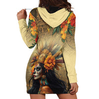 Dia de Los Muertos Mexico Hoodie Dress Aztec Goddess Mictecacihuatl - Wonder Print Shop