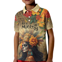 Dia de Los Muertos Mexico Kid Polo Shirt Aztec Goddess Mictecacihuatl - Wonder Print Shop