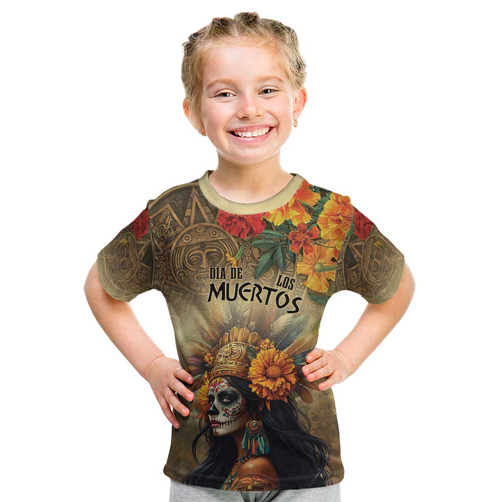 Dia de Los Muertos Mexico Kid T Shirt Aztec Goddess Mictecacihuatl - Wonder Print Shop