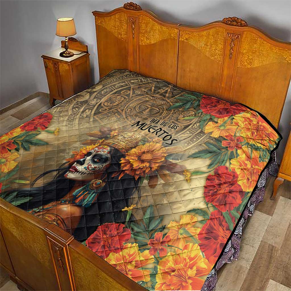 Dia de Los Muertos Mexico Quilt Aztec Goddess Mictecacihuatl - Wonder Print Shop