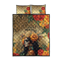 Dia de Los Muertos Mexico Quilt Bed Set Aztec Goddess Mictecacihuatl - Wonder Print Shop