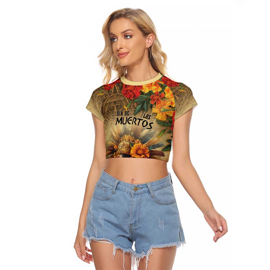 Dia de Los Muertos Mexico Raglan Cropped T Shirt Aztec Goddess Mictecacihuatl - Wonder Print Shop