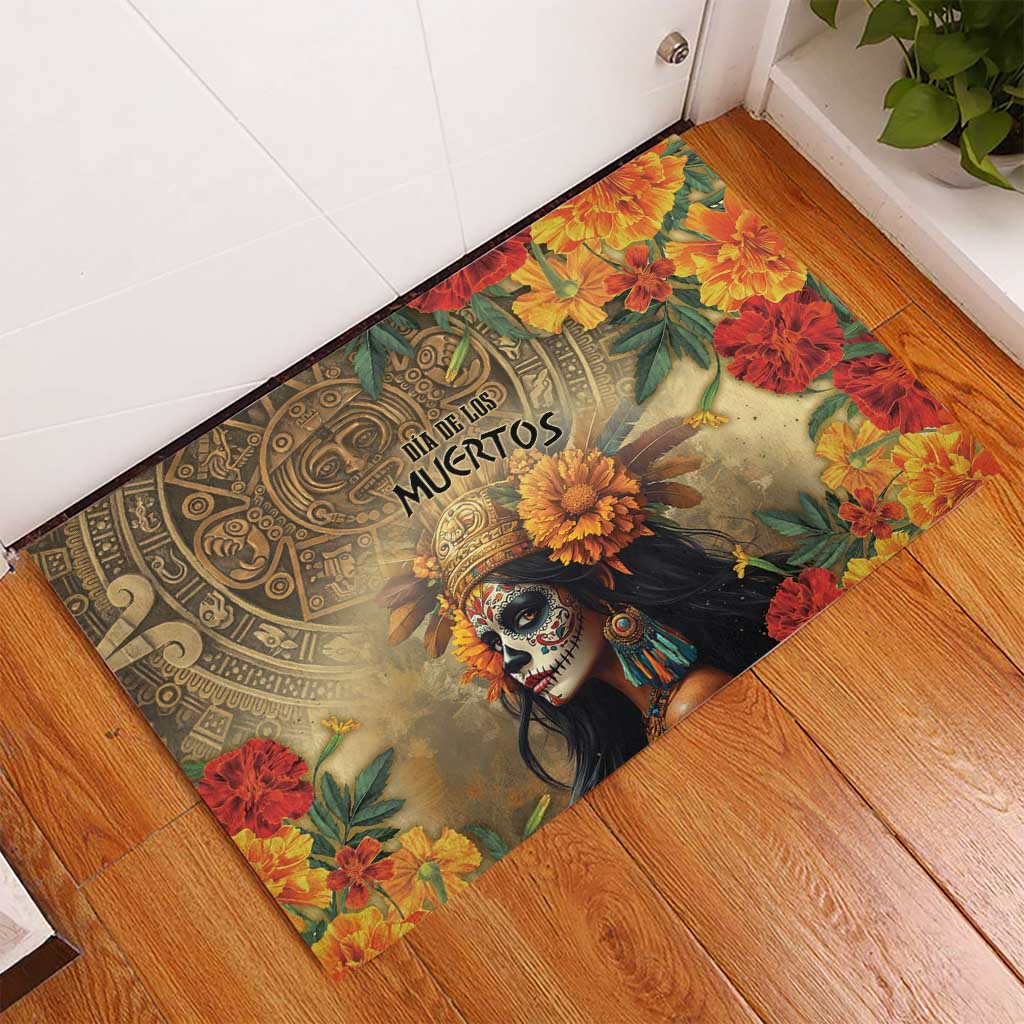 Dia de Los Muertos Mexico Rubber Doormat Aztec Goddess Mictecacihuatl - Wonder Print Shop