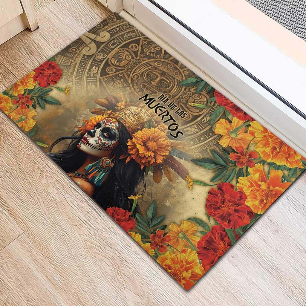 Dia de Los Muertos Mexico Rubber Doormat Aztec Goddess Mictecacihuatl - Wonder Print Shop