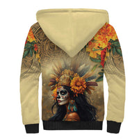 Dia de Los Muertos Mexico Sherpa Hoodie Aztec Goddess Mictecacihuatl - Wonder Print Shop