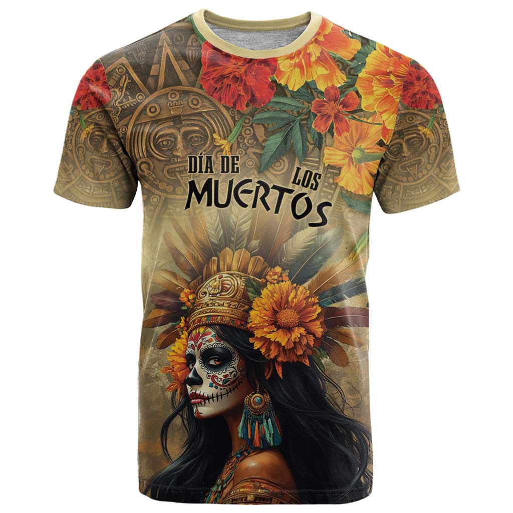 Dia de Los Muertos Mexico T Shirt Aztec Goddess Mictecacihuatl - Wonder Print Shop