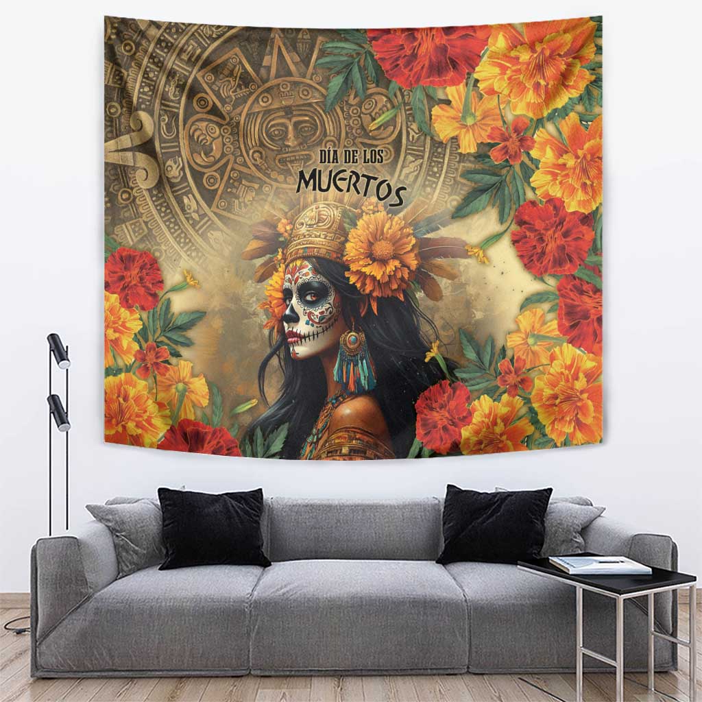 Dia de Los Muertos Mexico Tapestry Aztec Goddess Mictecacihuatl - Wonder Print Shop