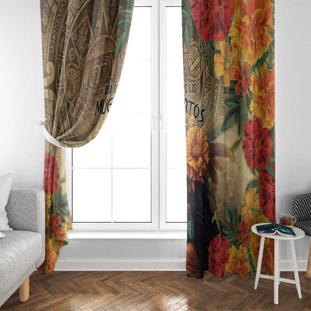 Dia de Los Muertos Mexico Window Curtain Aztec Goddess Mictecacihuatl - Wonder Print Shop