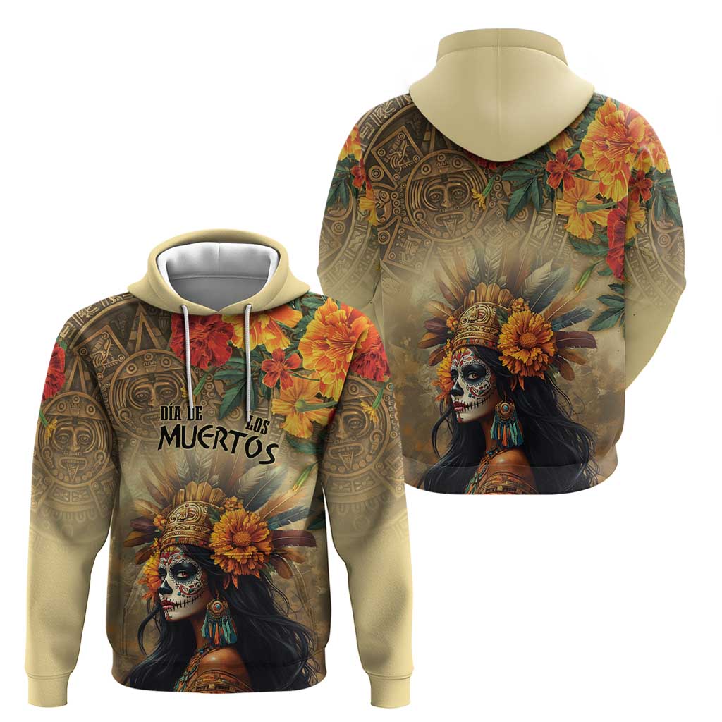 Dia de Los Muertos Mexico Zip Hoodie Aztec Goddess Mictecacihuatl - Wonder Print Shop