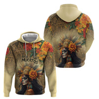 Dia de Los Muertos Mexico Zip Hoodie Aztec Goddess Mictecacihuatl - Wonder Print Shop