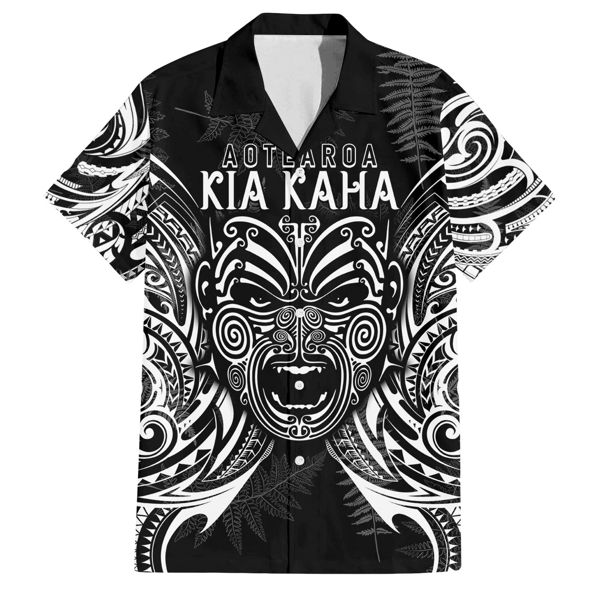 Custom New Zealand Rugby Family Matching Long Sleeve Bodycon Dress and Hawaiian Shirt 2023 World Cup Aotearoa Haka Face LT7 - Wonder Print Shop