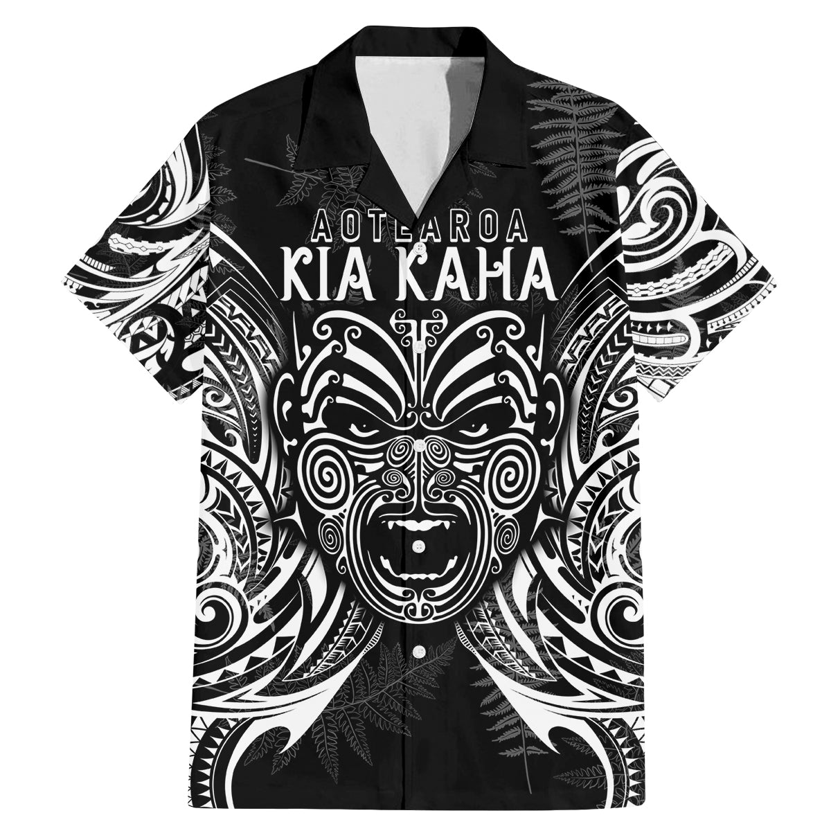 Custom New Zealand Rugby Family Matching Mermaid Dress and Hawaiian Shirt 2023 World Cup Aotearoa Haka Face LT7 - Wonder Print Shop