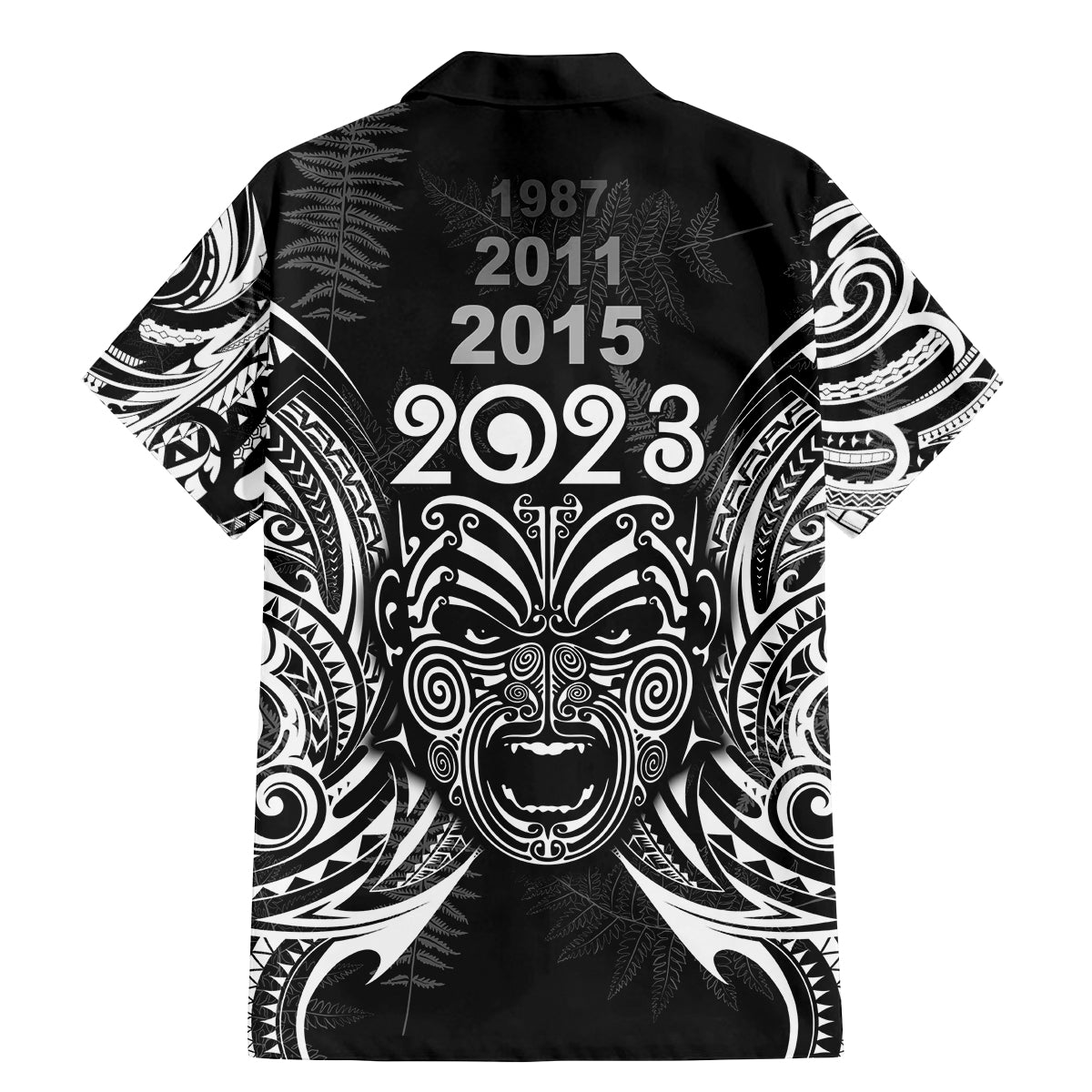 Custom New Zealand Rugby Family Matching Mermaid Dress and Hawaiian Shirt 2023 World Cup Aotearoa Haka Face LT7 - Wonder Print Shop