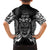 Custom New Zealand Rugby Family Matching Off Shoulder Long Sleeve Dress and Hawaiian Shirt 2023 World Cup Aotearoa Haka Face - Wonder Print Shop