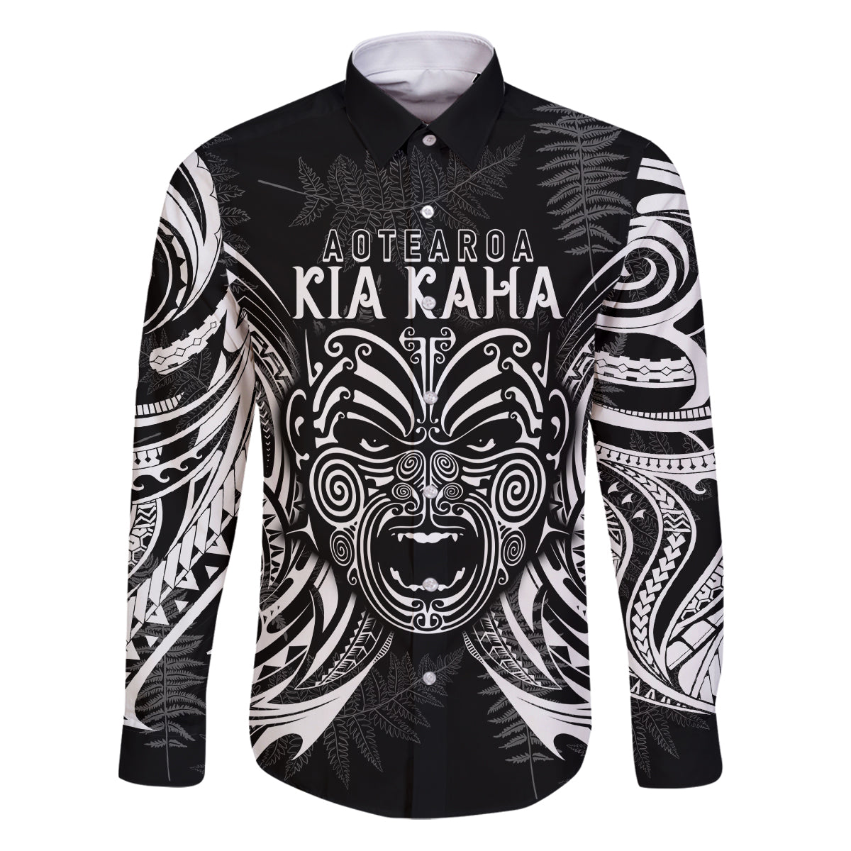 Custom New Zealand Rugby Family Matching Puletasi Dress and Hawaiian Shirt 2023 World Cup Aotearoa Haka Face - Wonder Print Shop