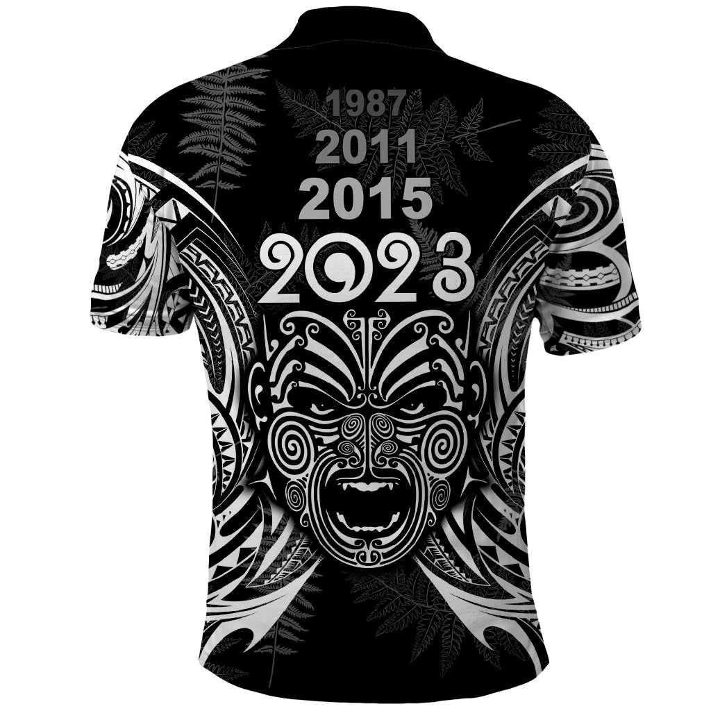 Custom New Zealand Rugby Polo Shirt 2023 World Cup Aotearoa Haka Face - Wonder Print Shop
