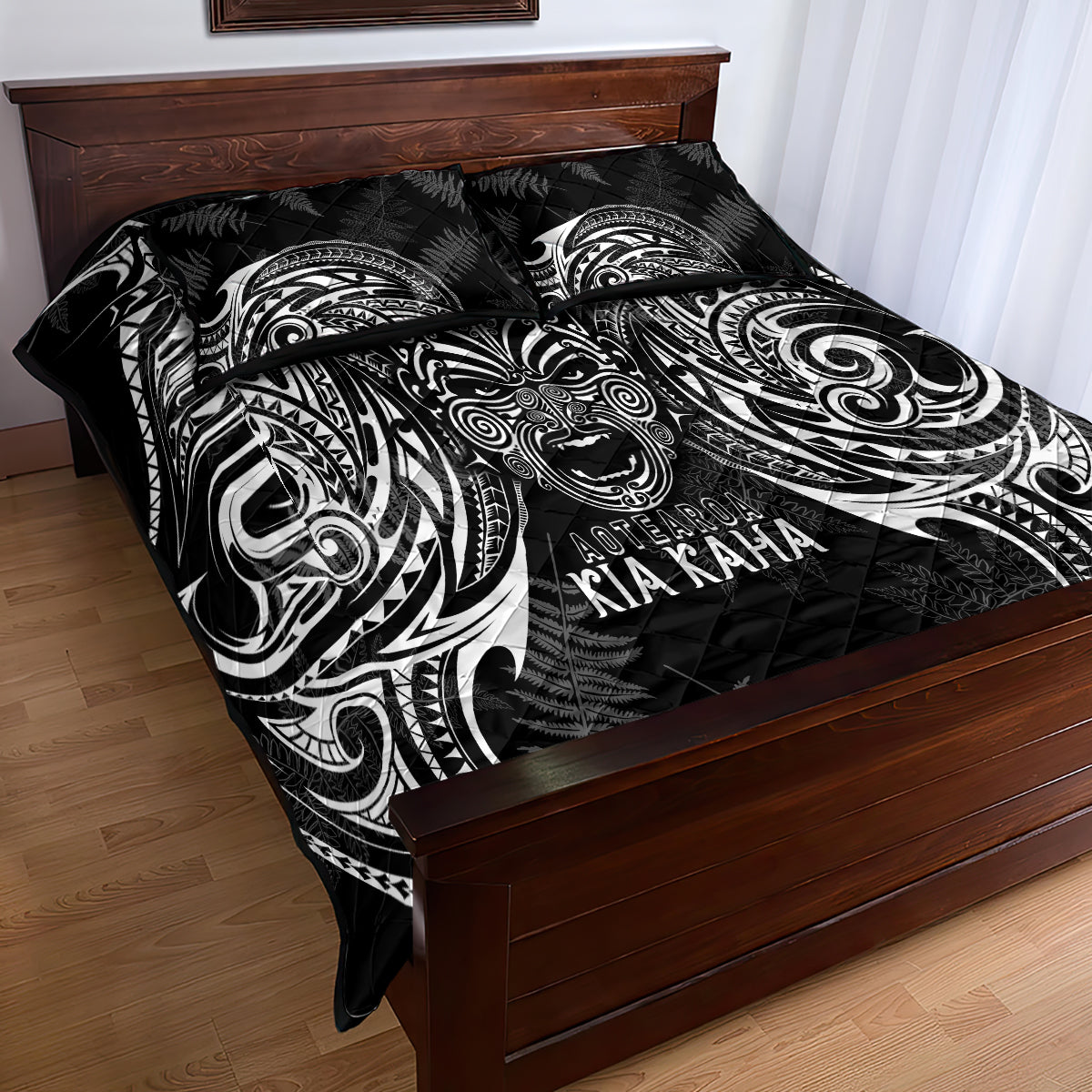 Custom New Zealand Rugby Quilt Bed Set 2023 World Cup Aotearoa Haka Face - Wonder Print Shop