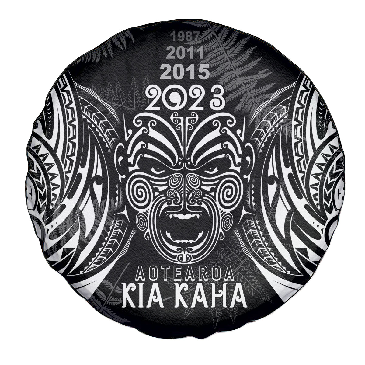 Custom New Zealand Rugby Spare Tire Cover 2023 World Cup Aotearoa Haka Face - Wonder Print Shop