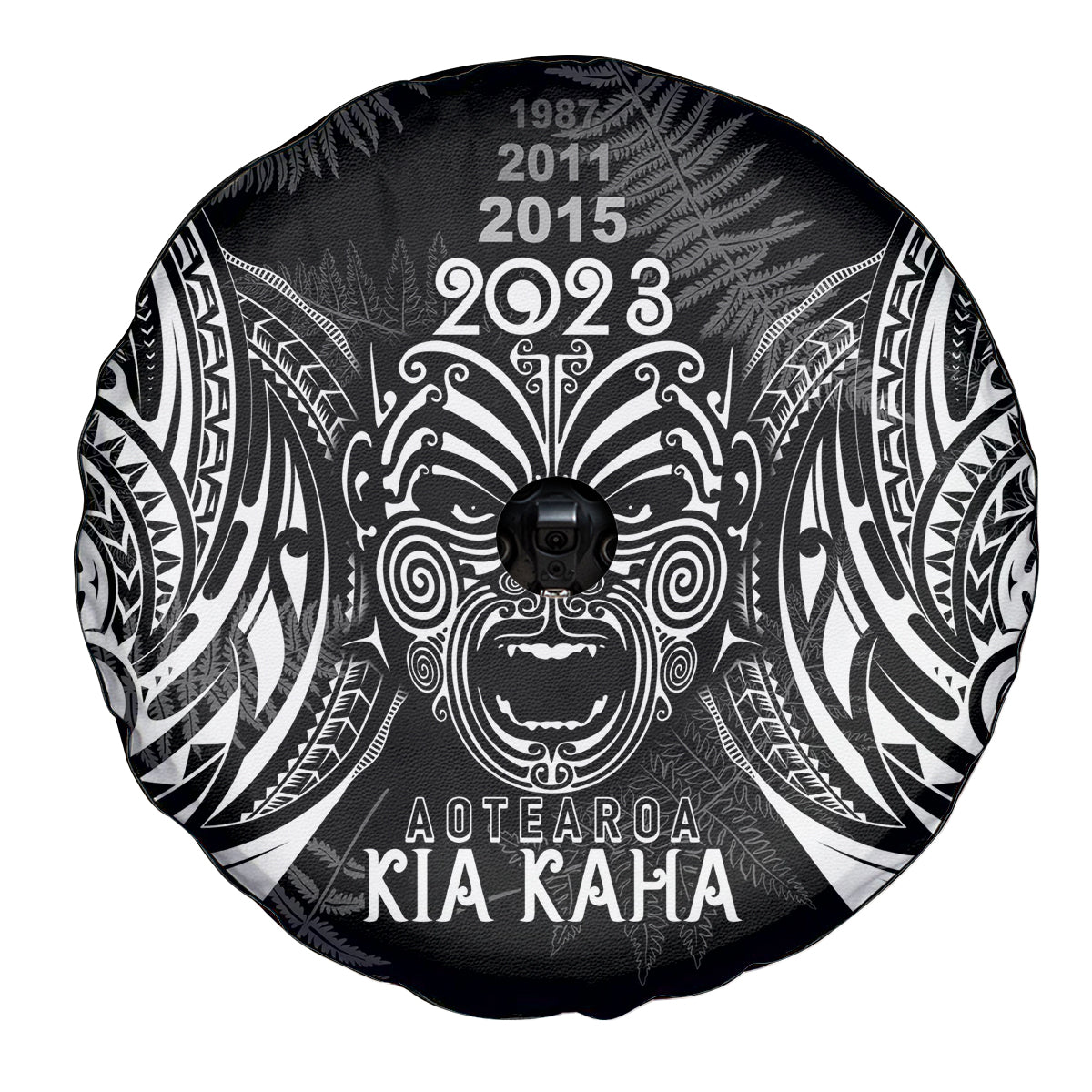 Custom New Zealand Rugby Spare Tire Cover 2023 World Cup Aotearoa Haka Face - Wonder Print Shop