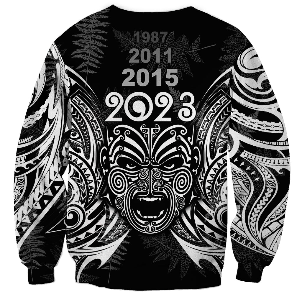 Custom New Zealand Rugby Sweatshirt 2023 World Cup Aotearoa Haka Face - Wonder Print Shop