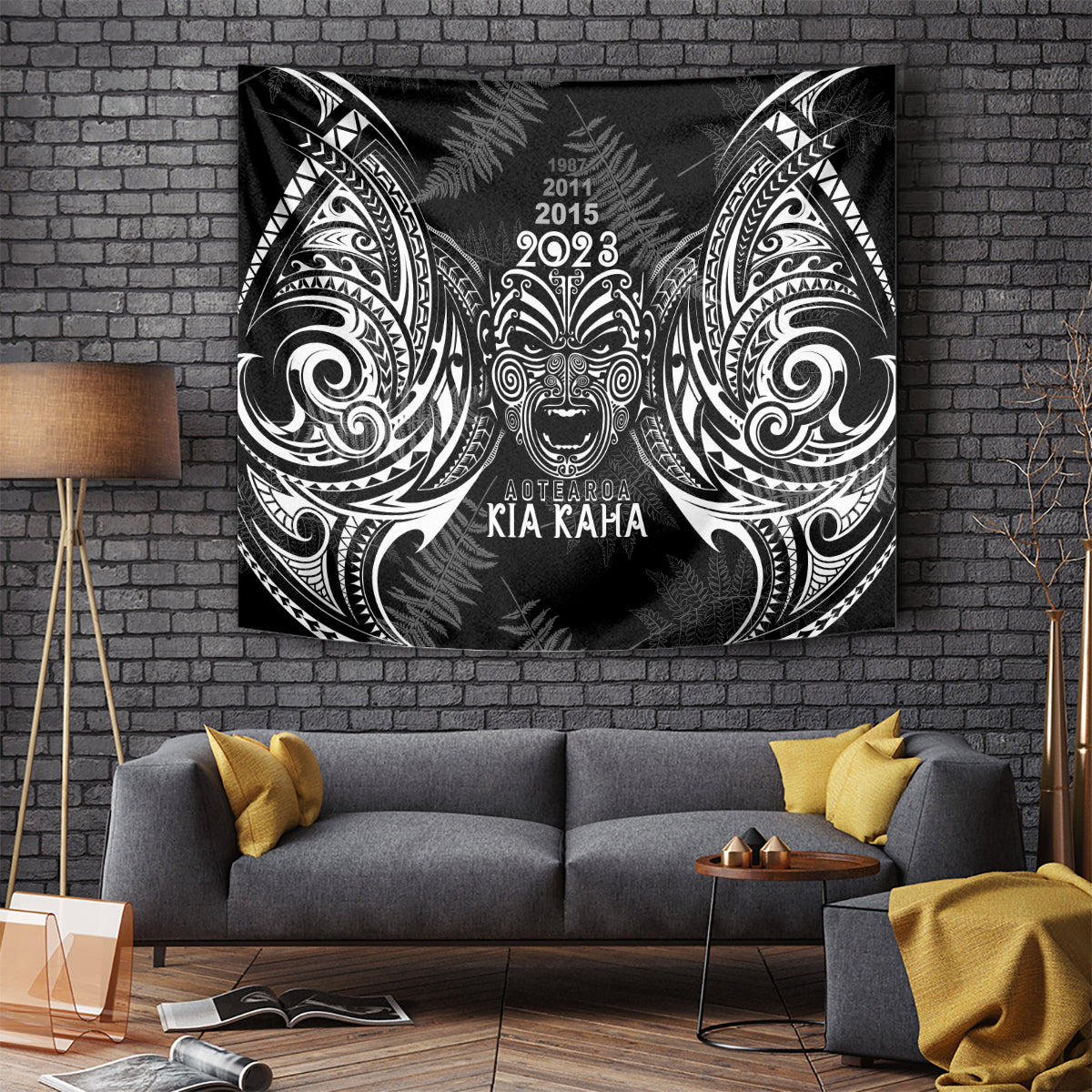 Custom New Zealand Rugby Tapestry 2023 World Cup Aotearoa Haka Face - Wonder Print Shop