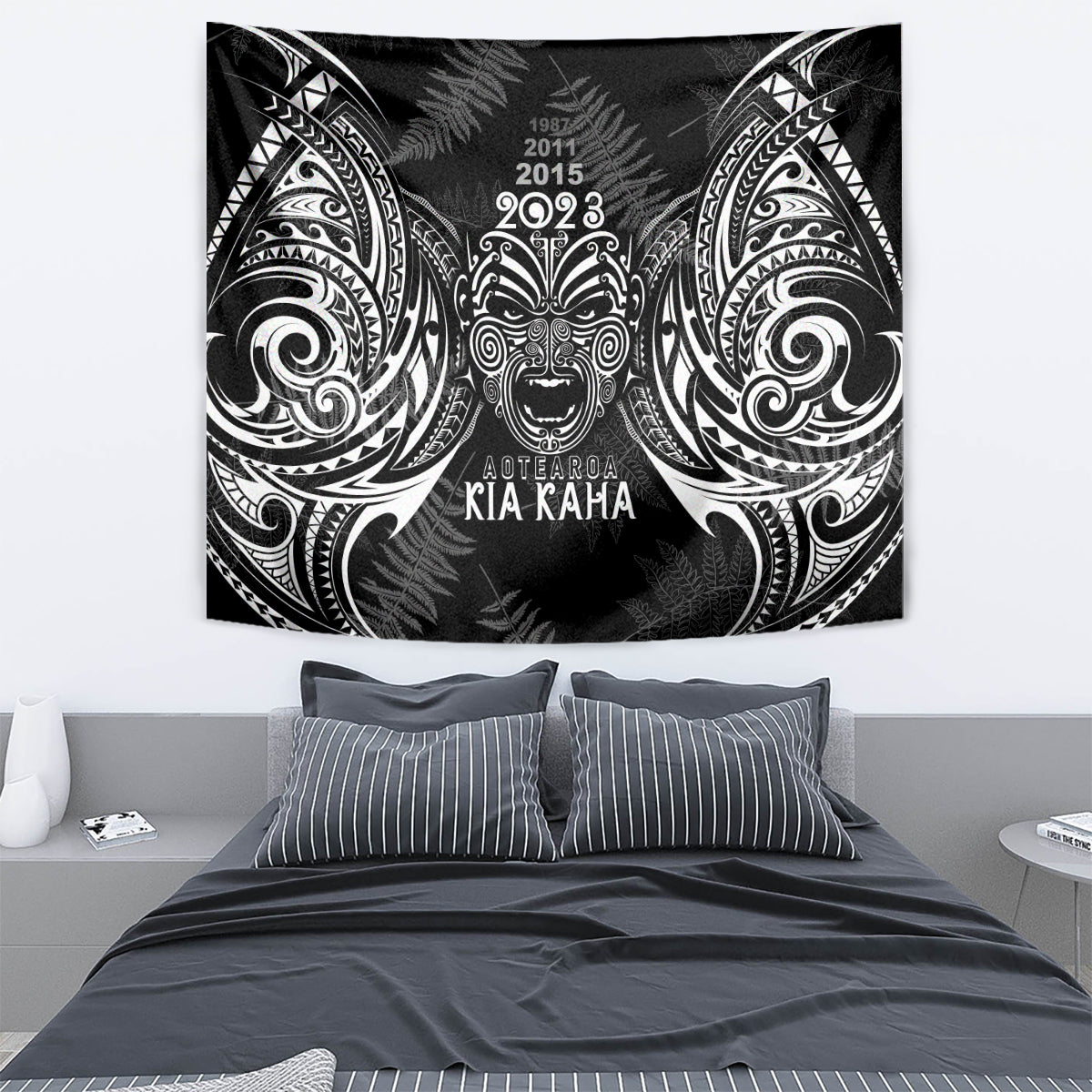 Custom New Zealand Rugby Tapestry 2023 World Cup Aotearoa Haka Face - Wonder Print Shop