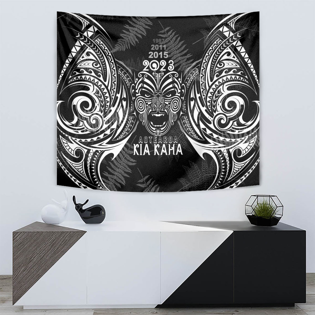 Custom New Zealand Rugby Tapestry 2023 World Cup Aotearoa Haka Face - Wonder Print Shop
