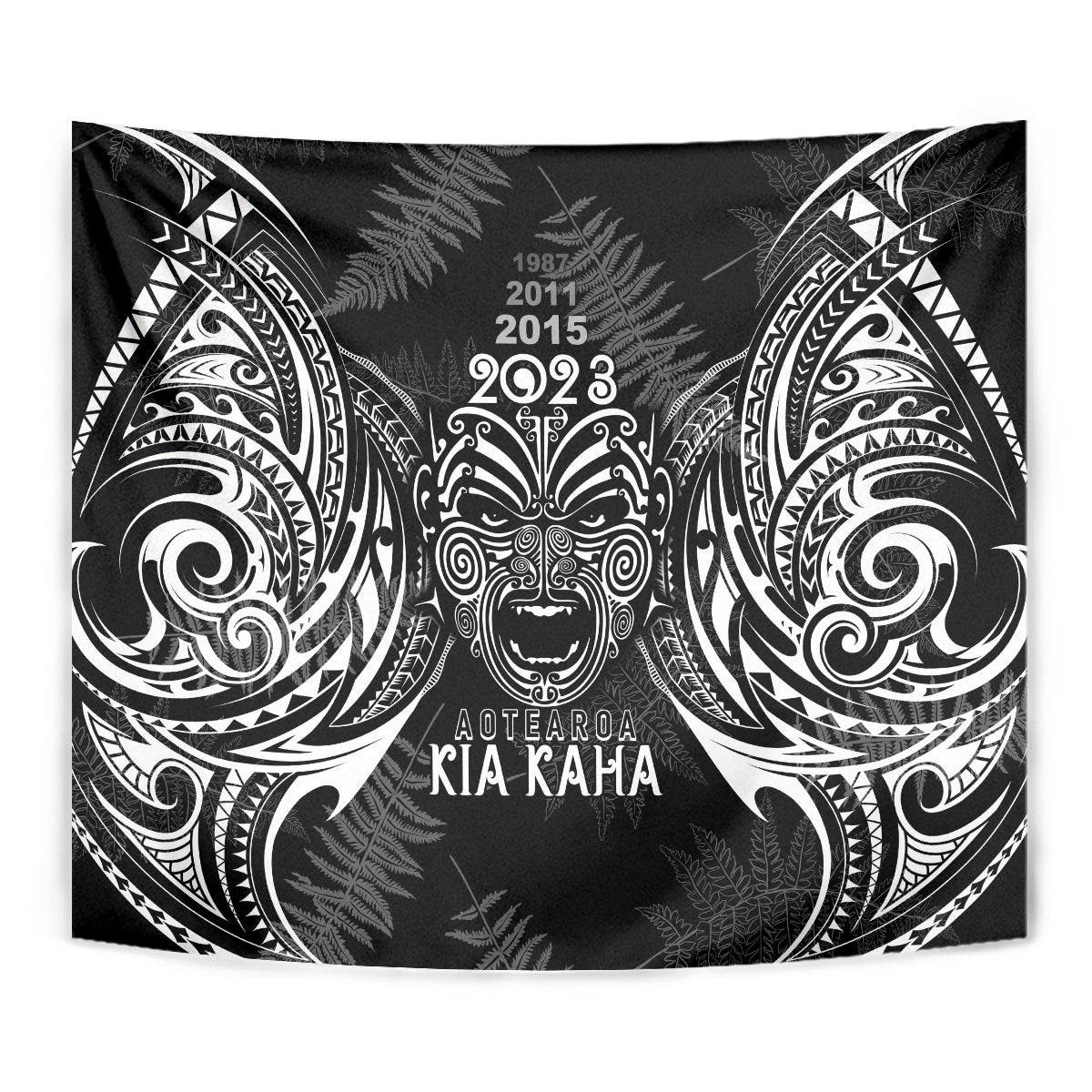 Custom New Zealand Rugby Tapestry 2023 World Cup Aotearoa Haka Face - Wonder Print Shop